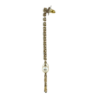 Chanel Gold Tone Crystal & Pearl CC Drop Earrings
