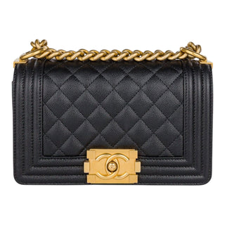 Chanel Small Boy Black Caviar Leather Shoulder Bag
