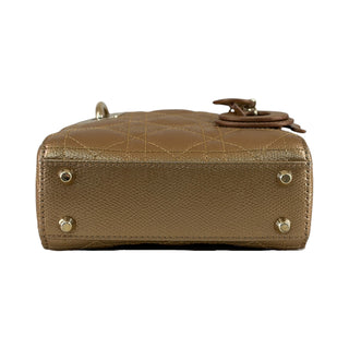 Christian Dior Metallic Bronze Lady Dior Mini Cannage Metallic Leather Bag