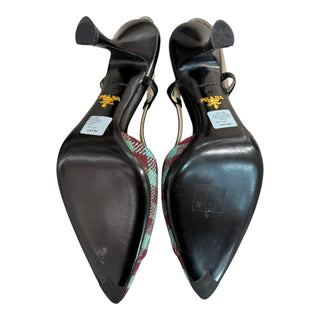 Prada Checked Slingback Pointed-Toe Pumps