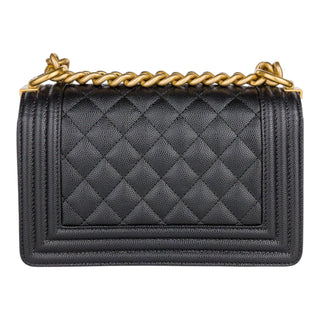 Chanel Small Boy Black Caviar Leather Shoulder Bag