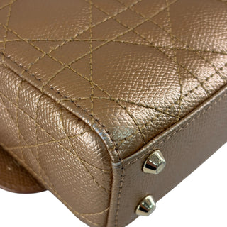 Christian Dior Metallic Bronze Lady Dior Mini Cannage Metallic Leather Bag