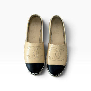 Chanel Beige & Black CC Espadrilles EU 36