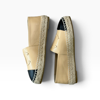Chanel Beige & Black CC Espadrilles EU 36