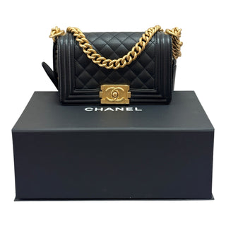 Chanel Small Boy Black Caviar Leather Shoulder Bag