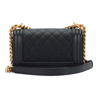 Chanel Small Boy Black Caviar Leather Shoulder Bag