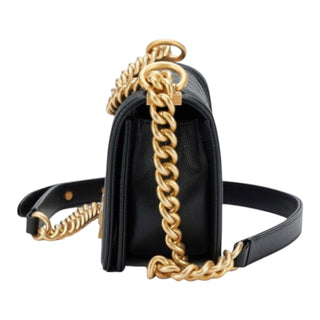 Chanel Small Boy Black Caviar Leather Shoulder Bag