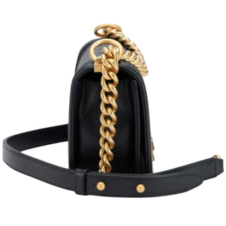 Chanel Small Boy Black Caviar Leather Shoulder Bag