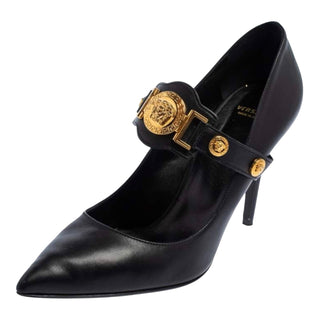 Versace Medusa Medallion Mary Jane Leather Pumps