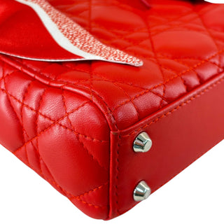 Christian Dior Lady Red Dior Mini Cannage Lambskin Bag Red with Twilly & Strap