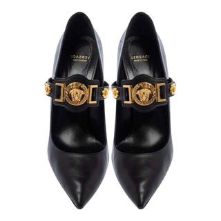 Versace Medusa Medallion Mary Jane Leather Pumps