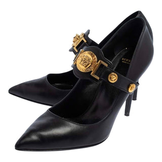 Versace Medusa Medallion Mary Jane Leather Pumps