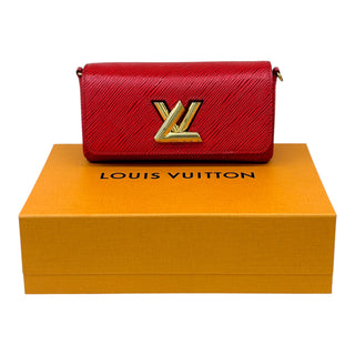 Louis Vuitton Red Epi Leather Twist Wallet On Chain