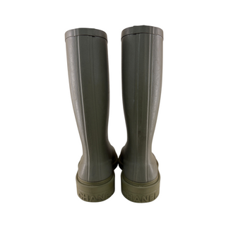Chanel Khaki Green Rubber CC Logo Knee-High Rain Boots Size 38