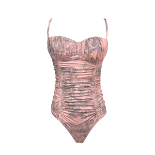 Christian Dior Toile de Jouy Ruched One-Piece Swimsuit