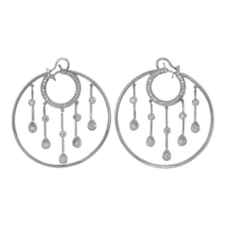 Chanel La Pluie 18K White Gold Diamond Hoop Earrings