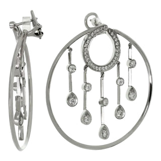 Chanel La Pluie 18K White Gold Diamond Hoop Earrings