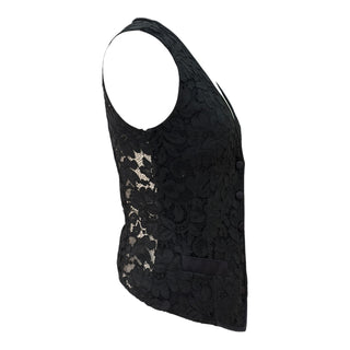 Dolce & Gabbana Black Lace Tailored Waistcoat Vest