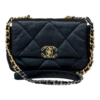 Chanel Black Lambskin Large 19 Flap Bag
