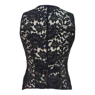 Dolce & Gabbana Black Lace Tailored Waistcoat Vest
