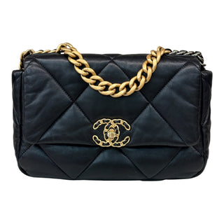 Chanel Black Lambskin Large 19 Flap Bag