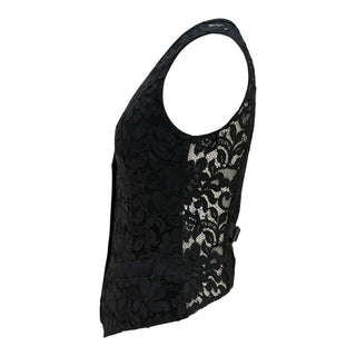 Dolce & Gabbana Black Lace Tailored Waistcoat Vest