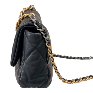 Chanel Black Lambskin Large 19 Flap Bag
