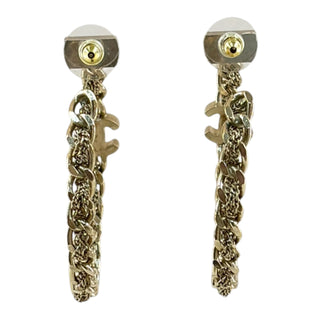 Chanel Gold Tone CC Chain Hoop Earrings