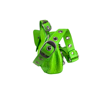 Balenciaga Neon Green Crocodile-Embossed Leather Le Cagole Shoulder Bag