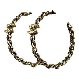 Chanel Gold Tone CC Chain Hoop Earrings