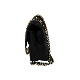 Chanel Black Square Quilted Flap Shoulder Bag with Gold-Tone Hardware