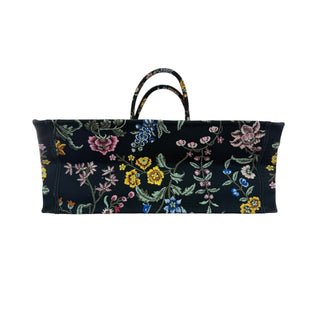 Christian Dior Black Multicolour Floral Embroidered Book Tote Bag