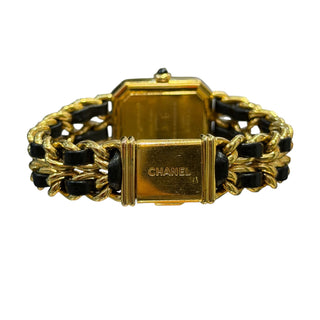 Chanel Gold-Plated Black Leather Chain Quartz Vintage Watch