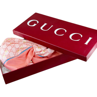 Gucci Pink GG Monogram Silk Headscarf