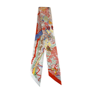 Hermès Multicolour Floral & Butterfly Print Silk Twilly Scarf