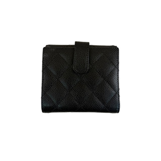 Chanel Classic Black Quilted Caviar Leather Small Flap Wallet Gold Hardware