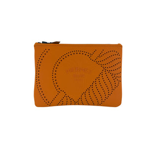 Hermès Orange Neobain Perforated Clutch Pouch