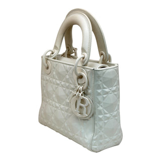 Christian Dior Lady Dior White Geometric Cannage Leather Bag