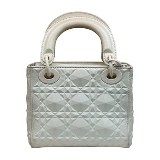 Christian Dior Lady Dior White Geometric Cannage Leather Bag