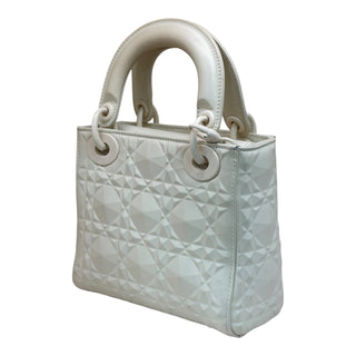 Christian Dior Lady Dior White Geometric Cannage Leather Bag
