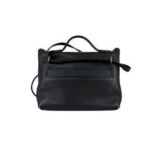 Hermès 24/24 Black Leather Bag With Gold-Tone Hardware.