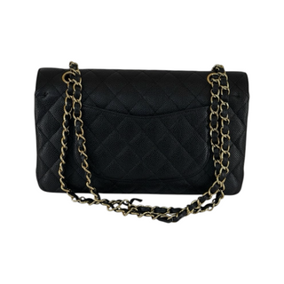 Chanel Classic Medium Double Flap Black Quilted Caviar Leather Shoulder Bag