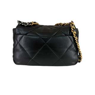 Chanel 19 Black Quilted Leather Flap Bag Mixed Metal Hardware