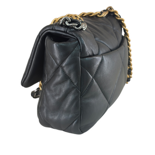 Chanel 19 Black Quilted Leather Flap Bag Mixed Metal Hardware