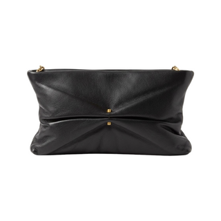 Chanel Black Leather Pearl-Embellished CC Chain Shoulder Bag