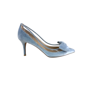 Valentino Garavani Light Blue Velvet Bow Pointed-Toe Pumps