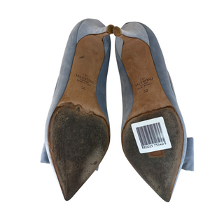 Valentino Garavani Light Blue Velvet Bow Pointed-Toe Pumps