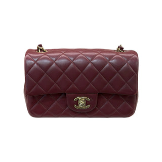 Chanel Burgundy Classic Mini Rectangular Flap Bag Quilted Leather with Gold-Tone Hardware