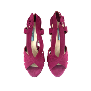 Prada Pink Suede Crystal Embellished Platform Sandals