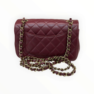 Chanel Burgundy Classic Mini Rectangular Flap Bag Quilted Leather with Gold-Tone Hardware